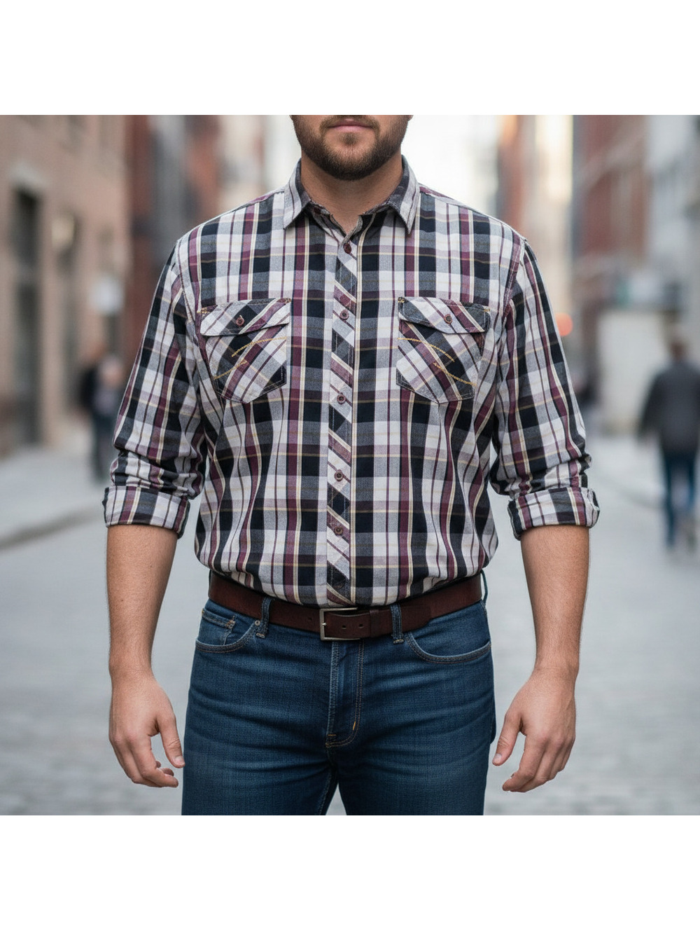 Wrangler Men's Long Sleeve Plaid Button-Up Shirt